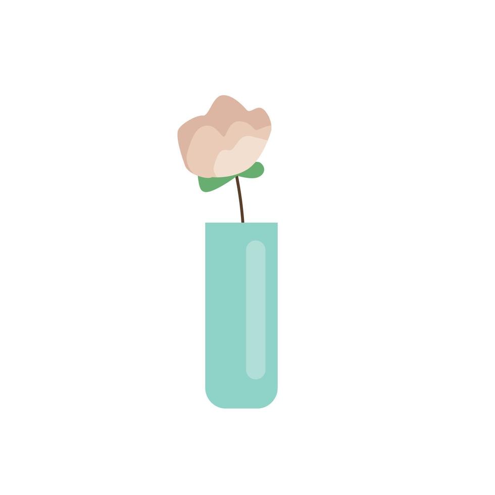 Vase with Flowers. Vector cartoon illustration.