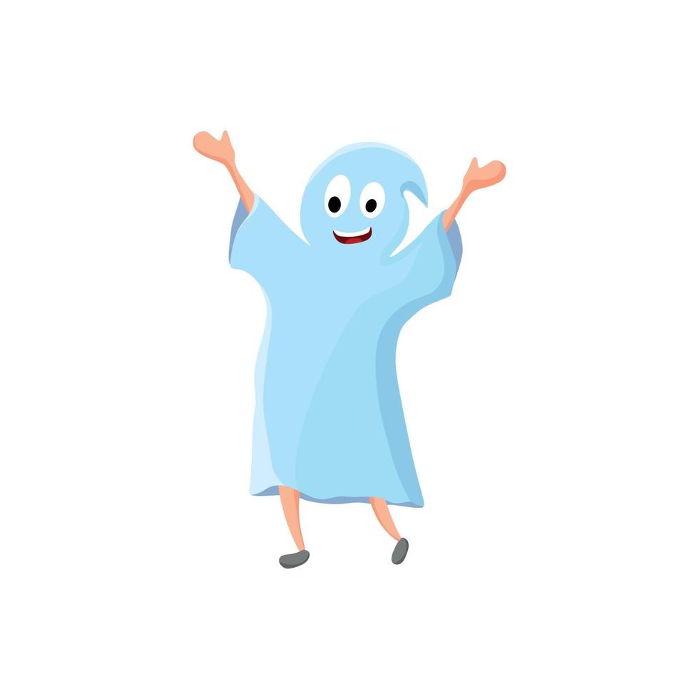 Funny ghost costume for Halloween. Vector cartoon illustration.