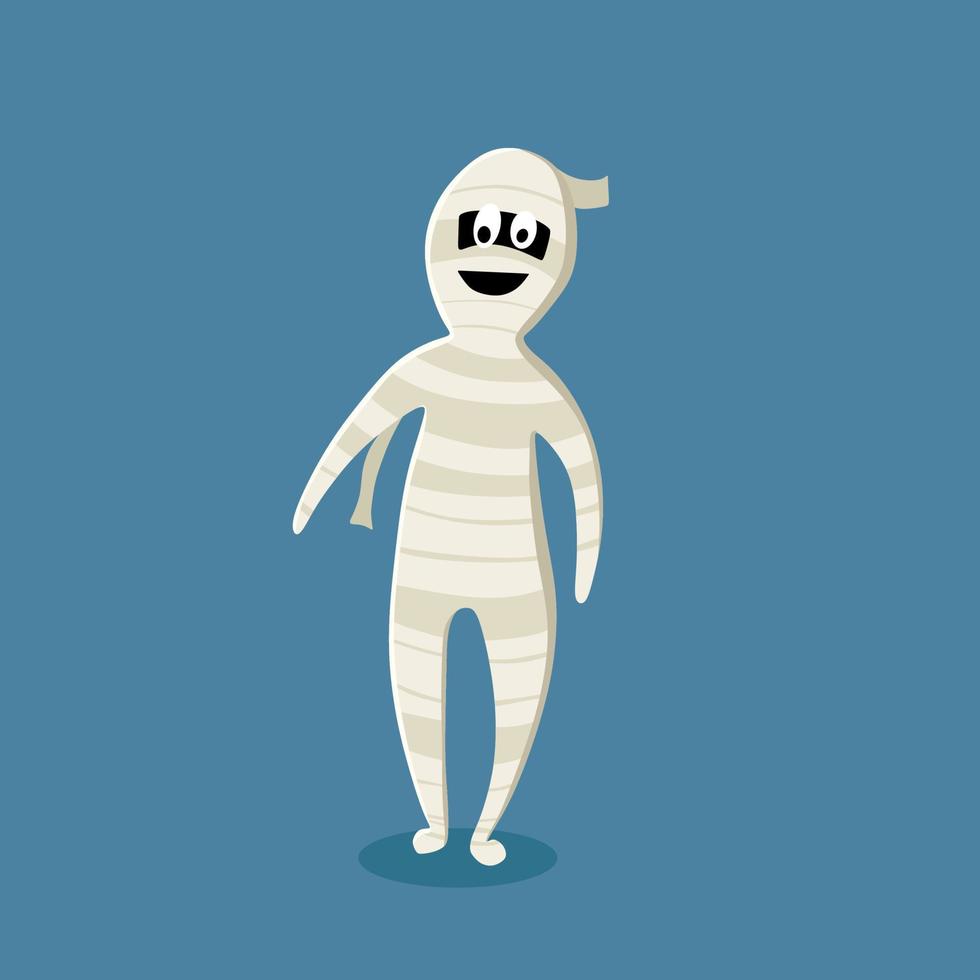Cartoon cute vector illustration of a mummy monster for Halloween.