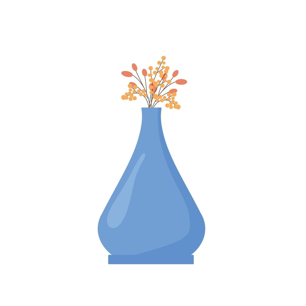 Vase with Flowers. Vector cartoon illustration.