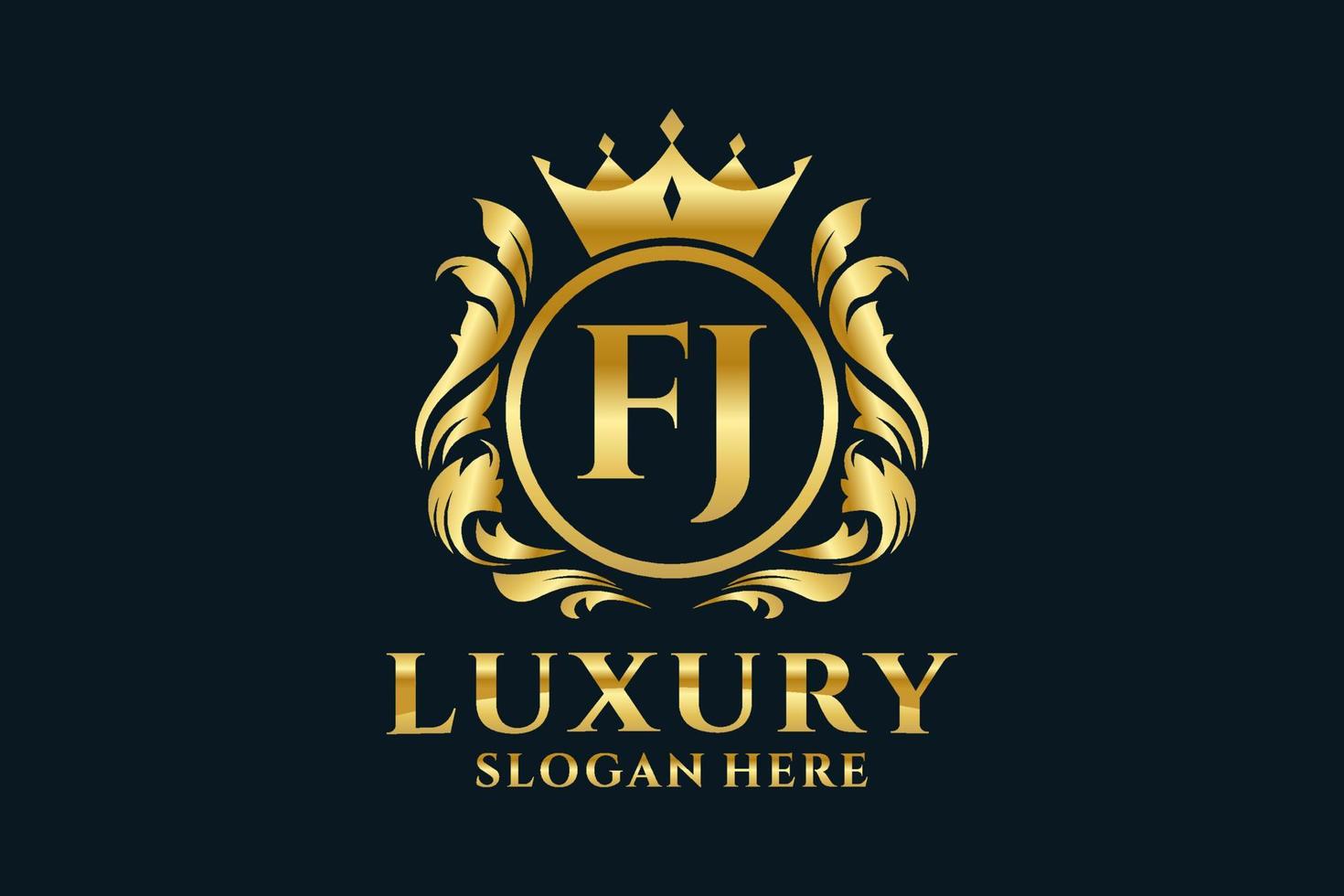 Initial FJ Letter Royal Luxury Logo template in vector art for luxurious branding projects and other vector illustration.