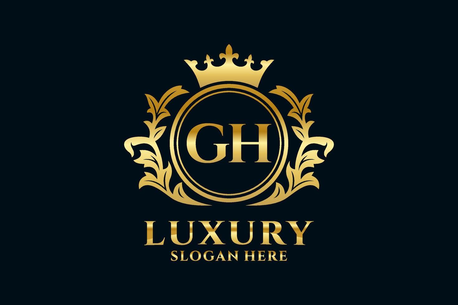 Initial GH Letter Royal Luxury Logo template in vector art for luxurious branding projects and other vector illustration.