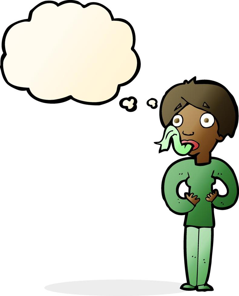 cartoon woman sticking out tongue with thought bubble vector
