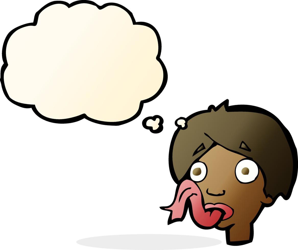 cartoon head sticking out tongue with thought bubble vector