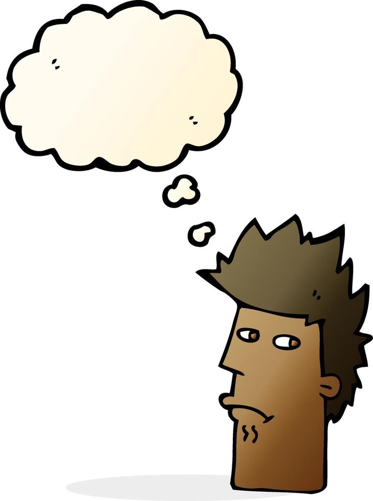 cartoon nervous expression with thought bubble vector