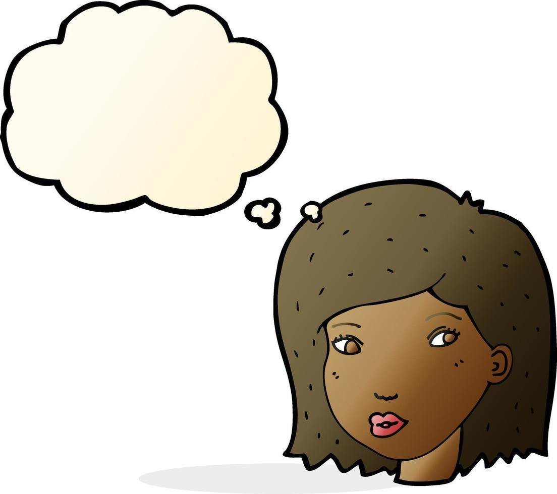 cartoon female face with thought bubble vector