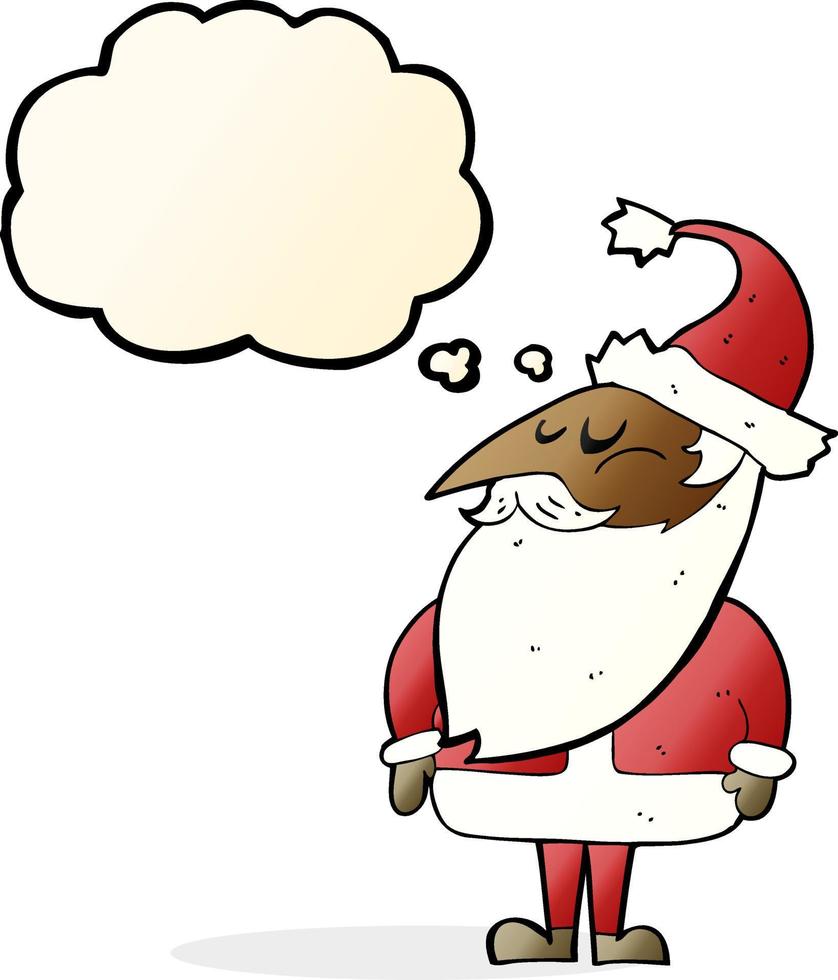 caricatura, santa claus, con, burbuja del pensamiento vector