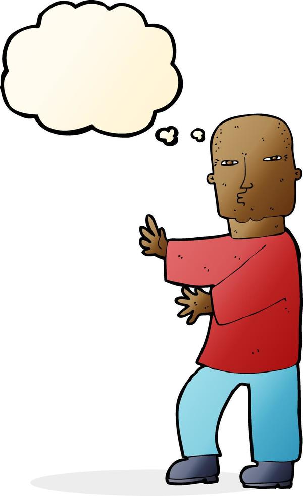 cartoon tough man  with thought bubble vector