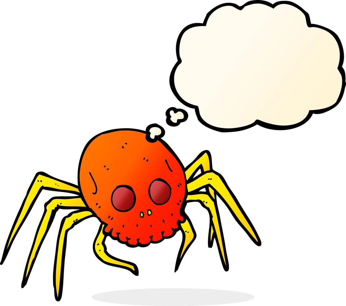 cartoon spooky halloween skull spider with thought bubble vector