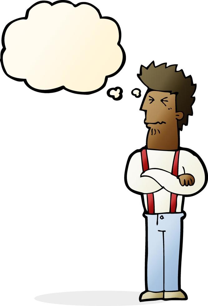 cartoon annoyed man with thought bubble vector