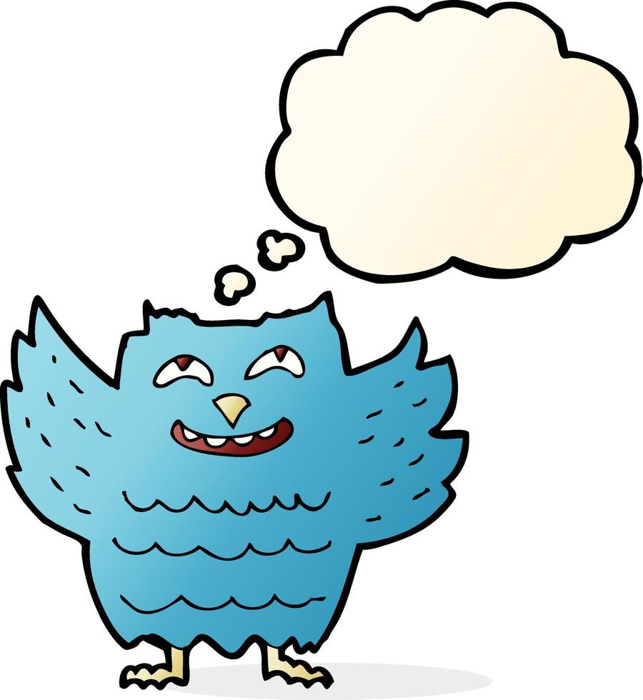 cartoon happy owl with thought bubble vector