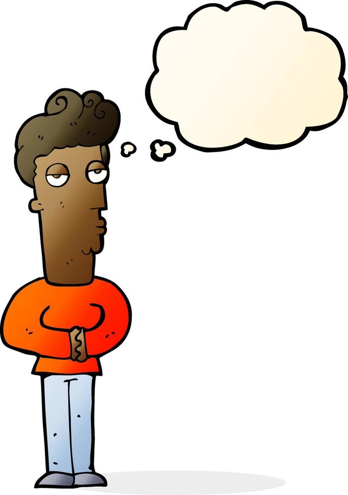cartoon arrogant man with thought bubble vector