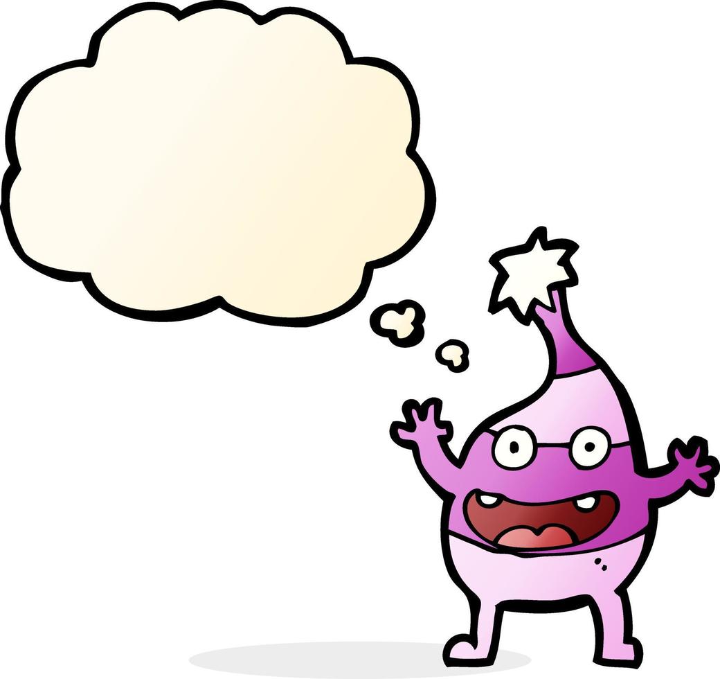 cartoon funny creature with thought bubble vector