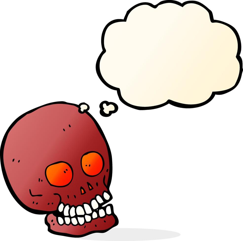 cartoon skull with thought bubble vector