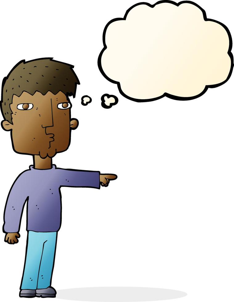 cartoon pointing man with thought bubble vector