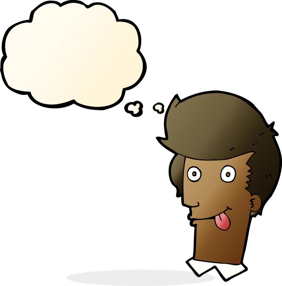 cartoon man with tongue hanging out with thought bubble vector