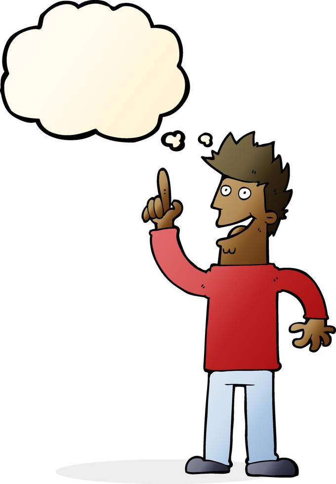 cartoon man with great new idea with thought bubble vector