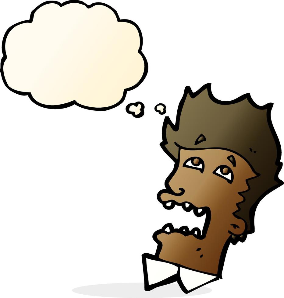 cartoon frightened man with thought bubble vector