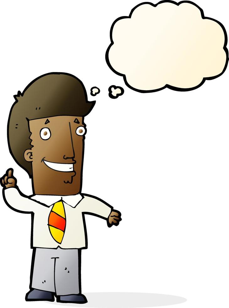 cartoon office man with idea with thought bubble vector