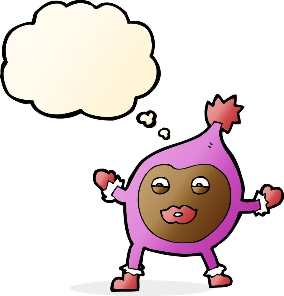 cartoon funny creature with thought bubble vector