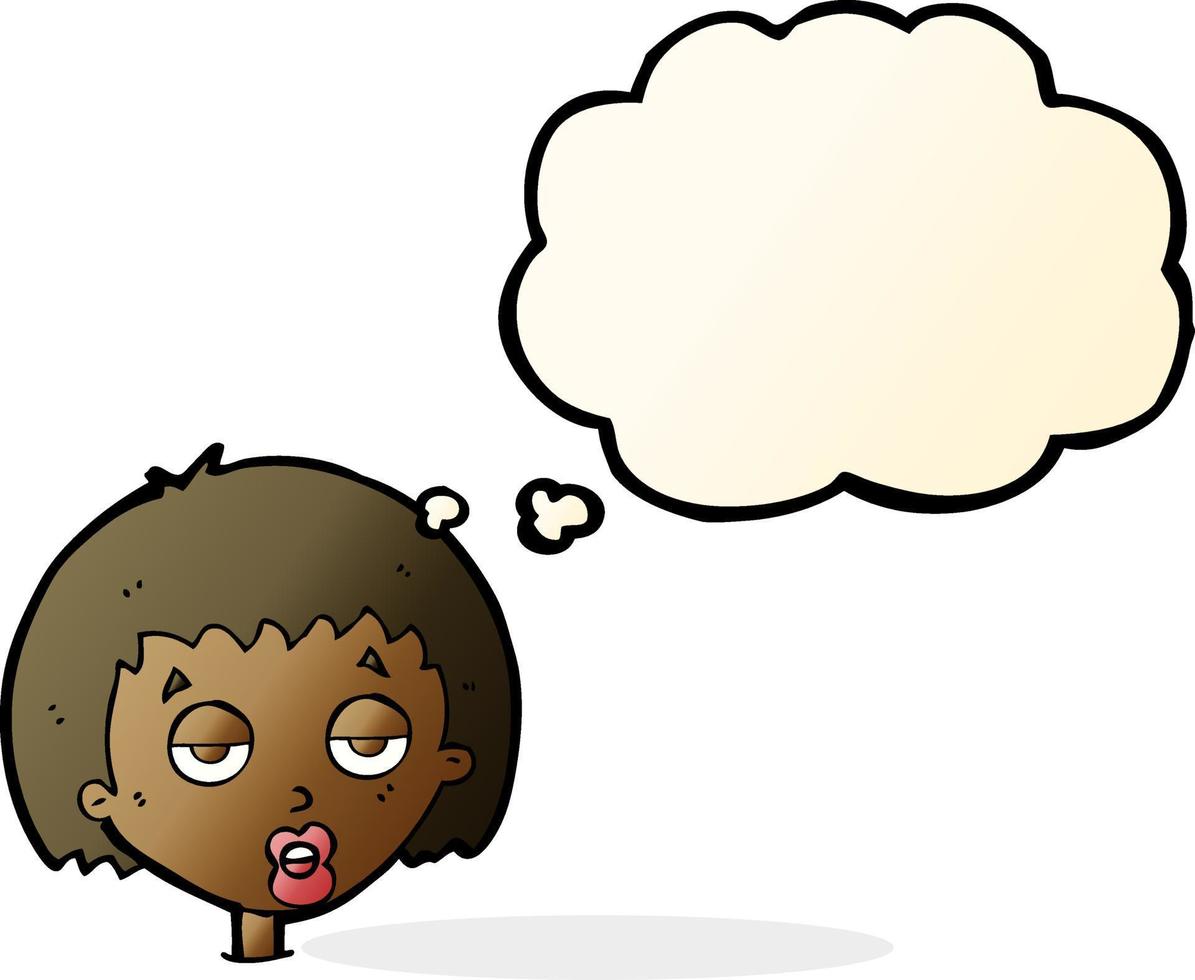 cartoon bored woman with thought bubble vector