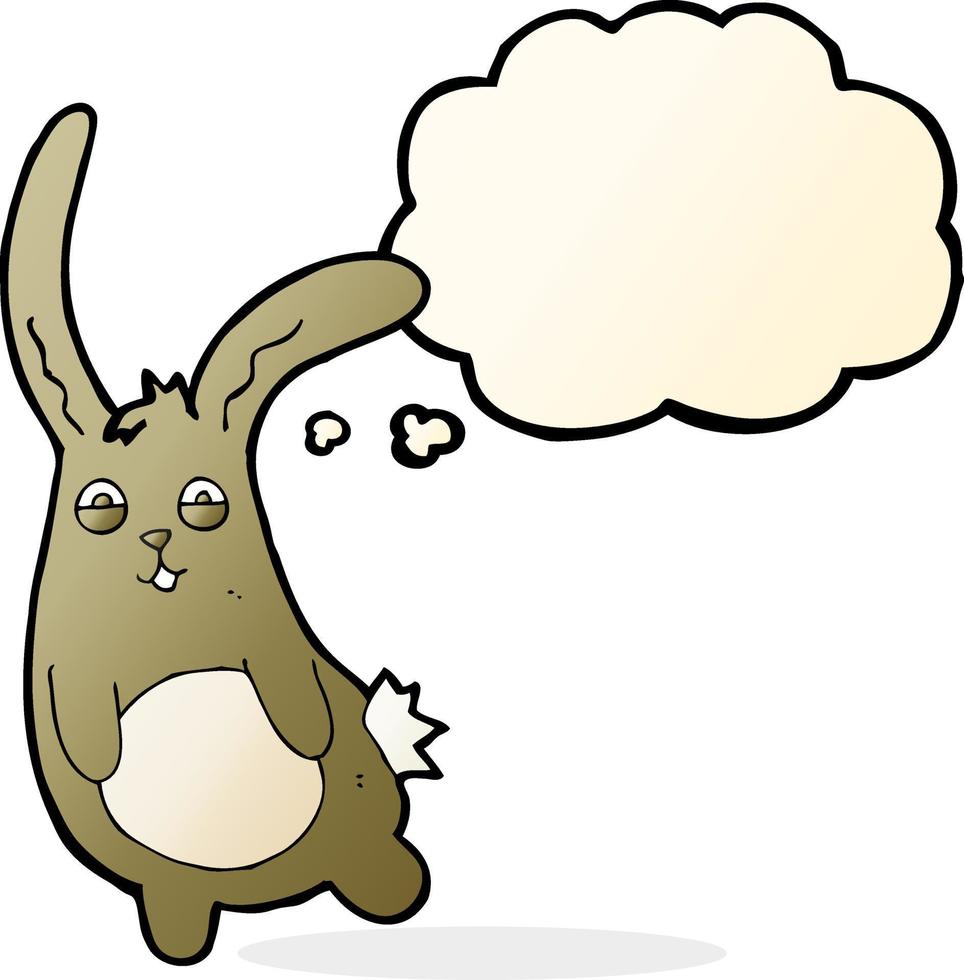 funny cartoon rabbit with thought bubble vector