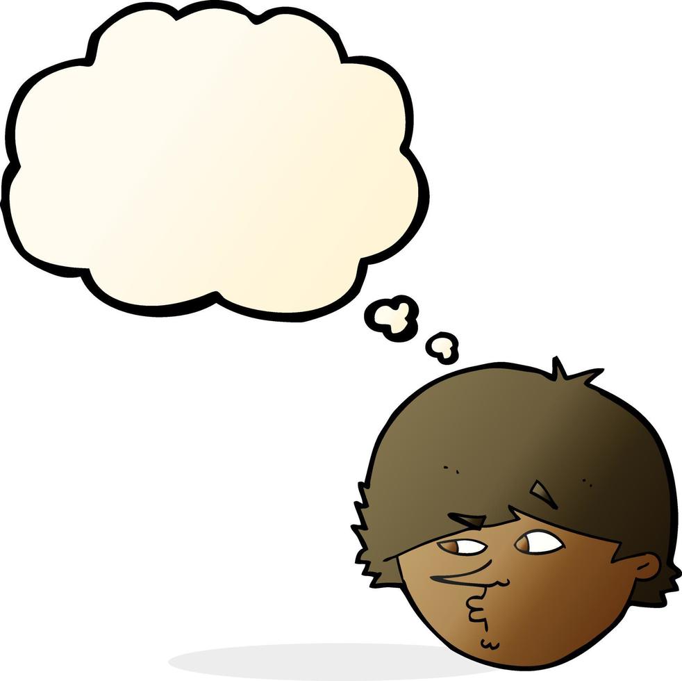 cartoon suspicious man with thought bubble vector