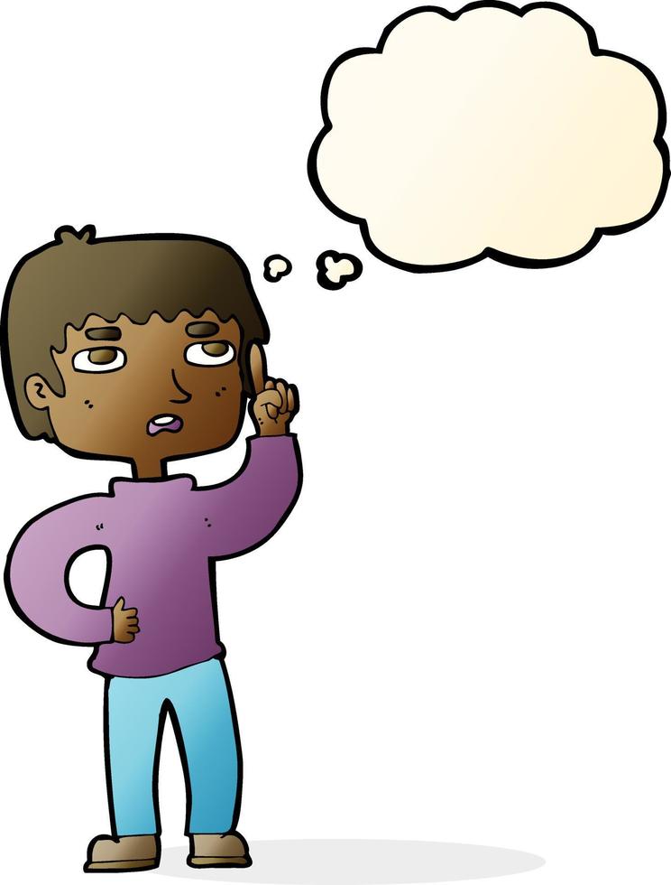 cartoon boy with question with thought bubble vector