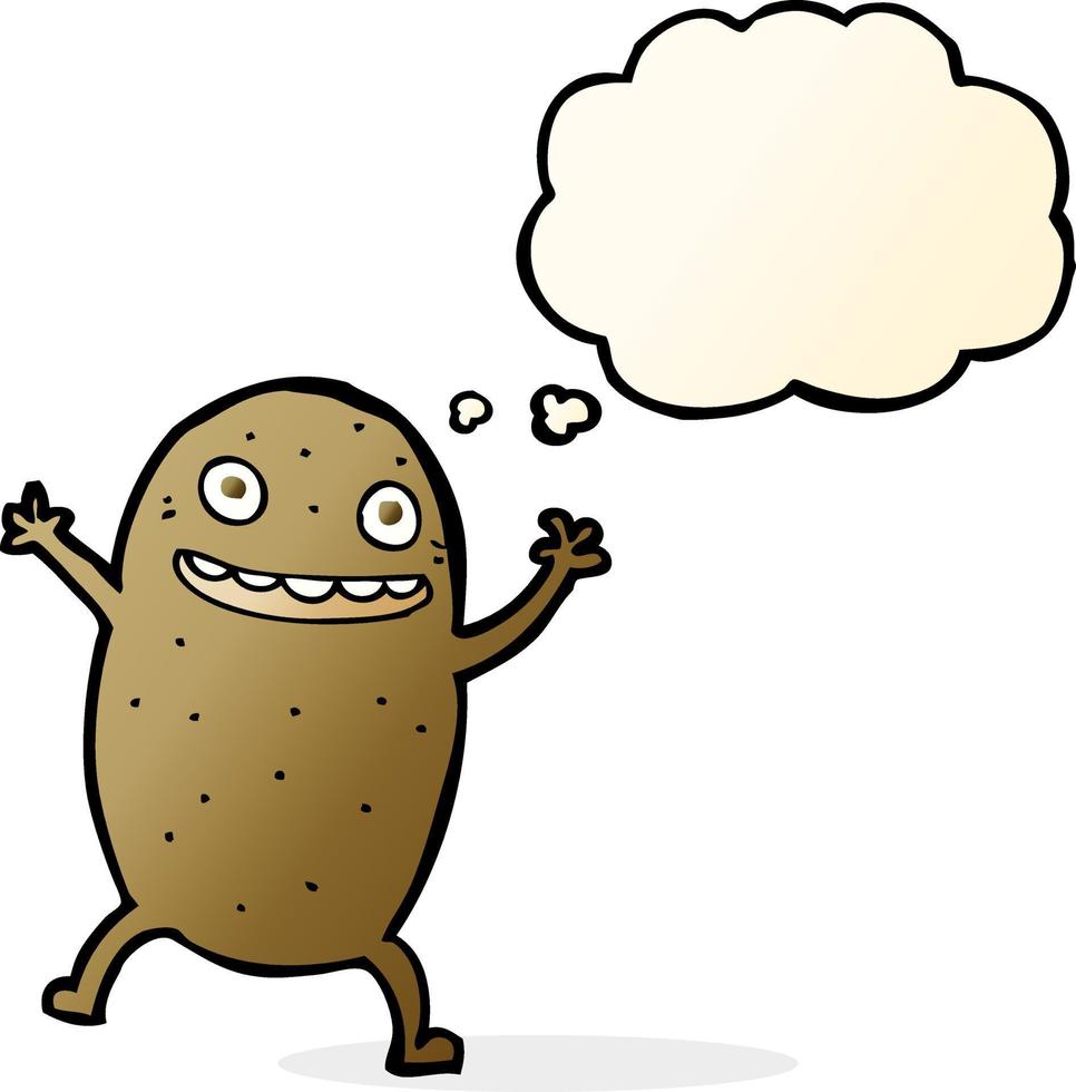 cartoon happy potato with thought bubble vector