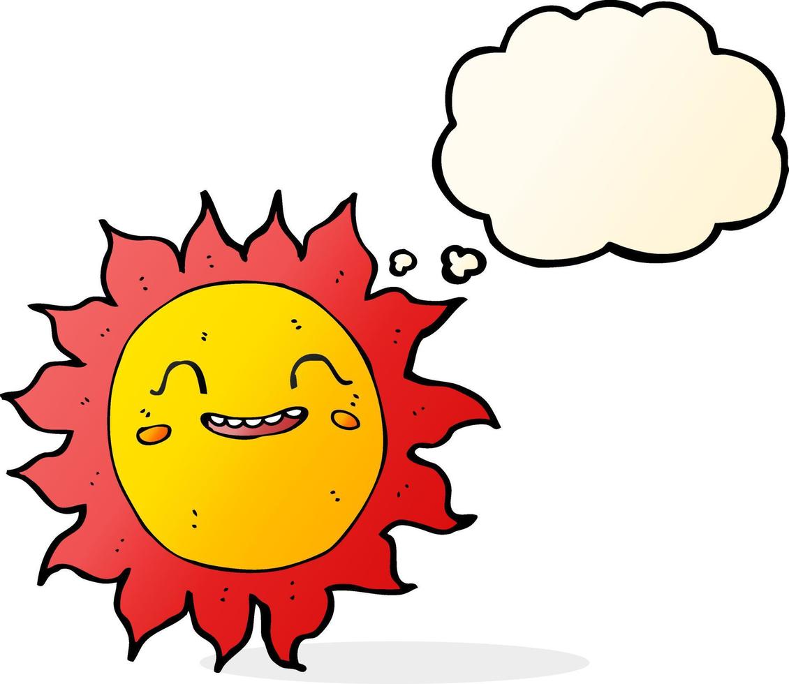 cartoon happy sun with thought bubble vector