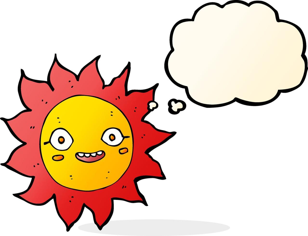 cartoon happy sun with thought bubble vector