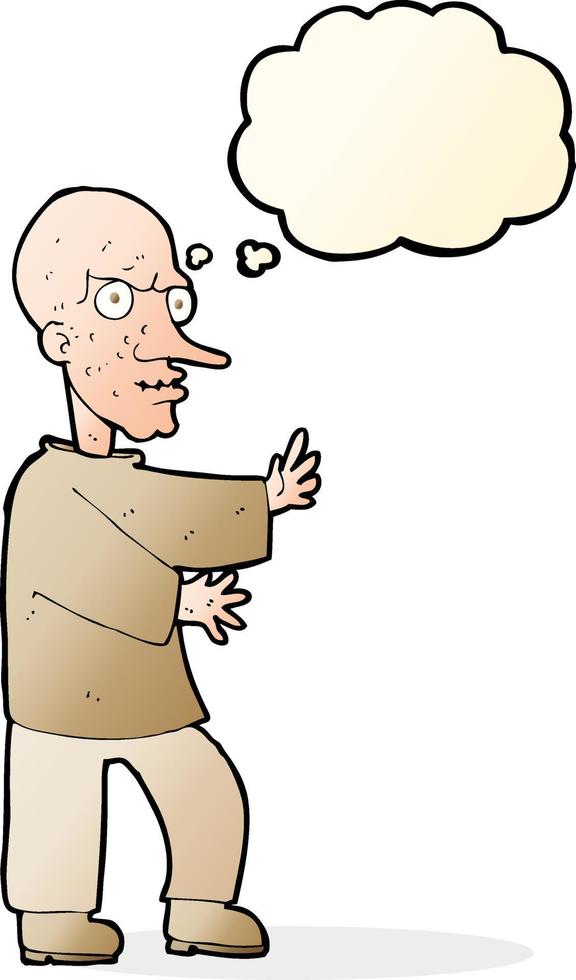 cartoon mean looking man with thought bubble vector