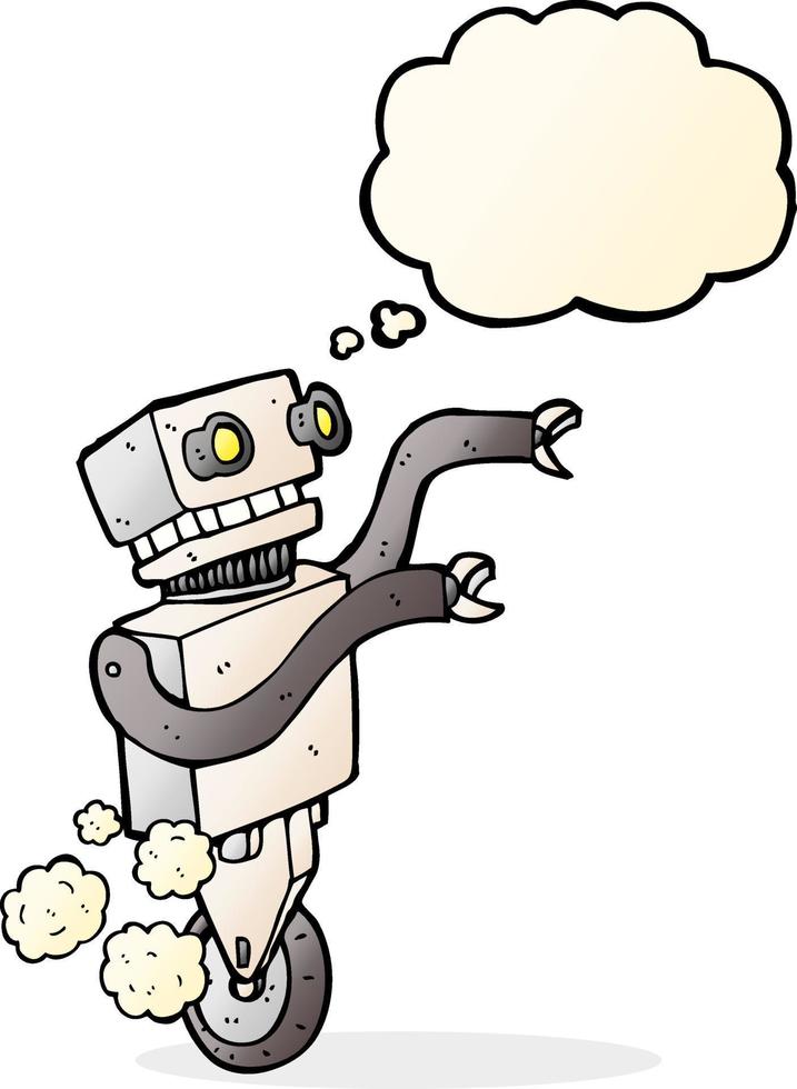 cartoon funny robot with thought bubble vector