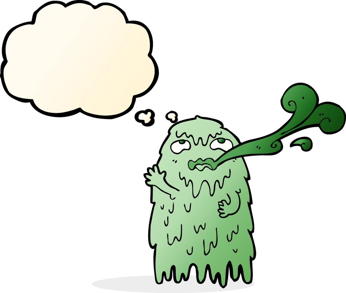 gross cartoon ghost with thought bubble vector
