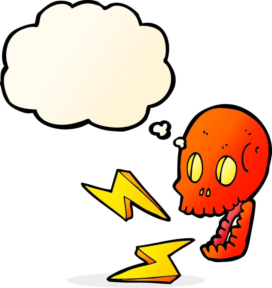 cartoon crazy skull with thought bubble vector