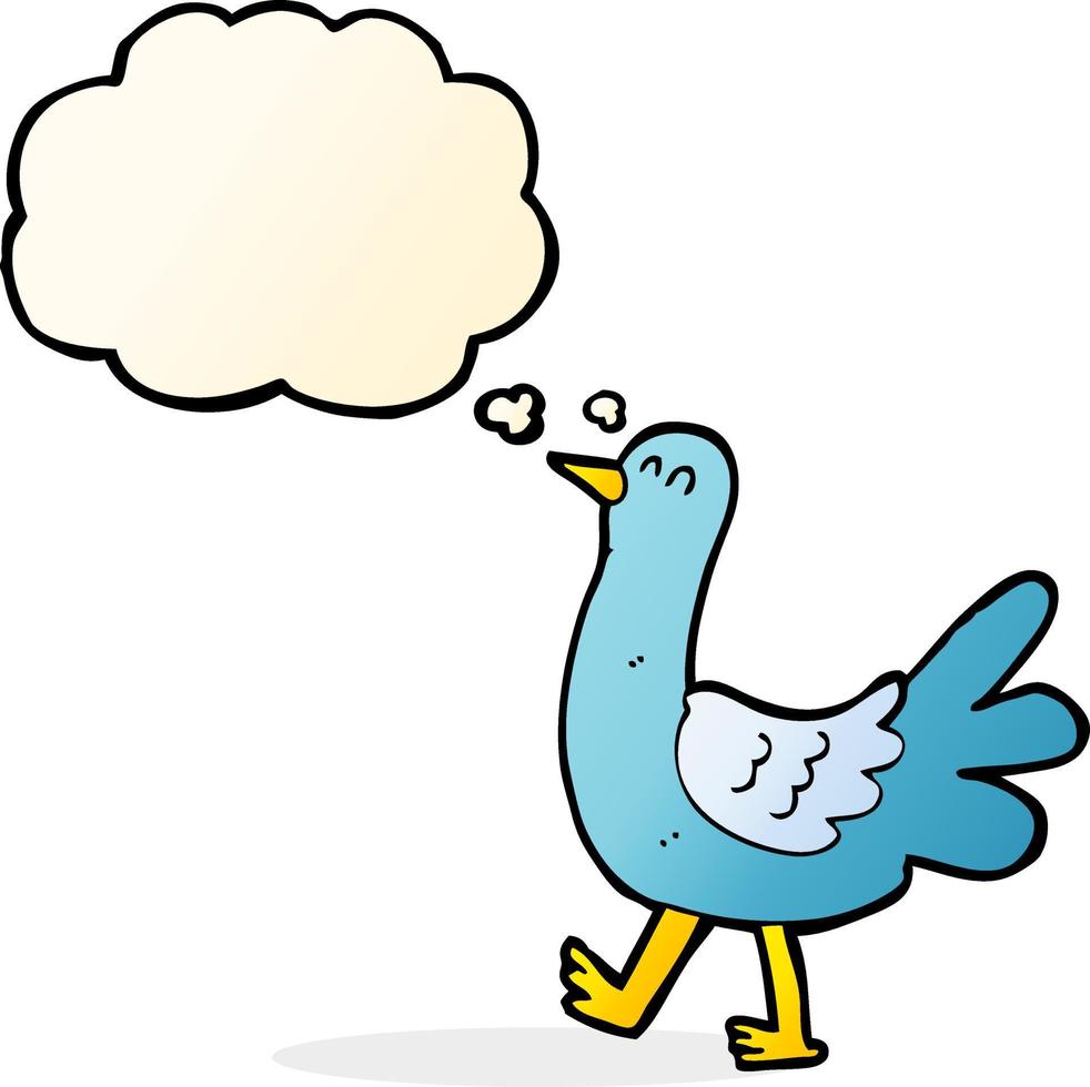 cartoon walking bird with thought bubble vector