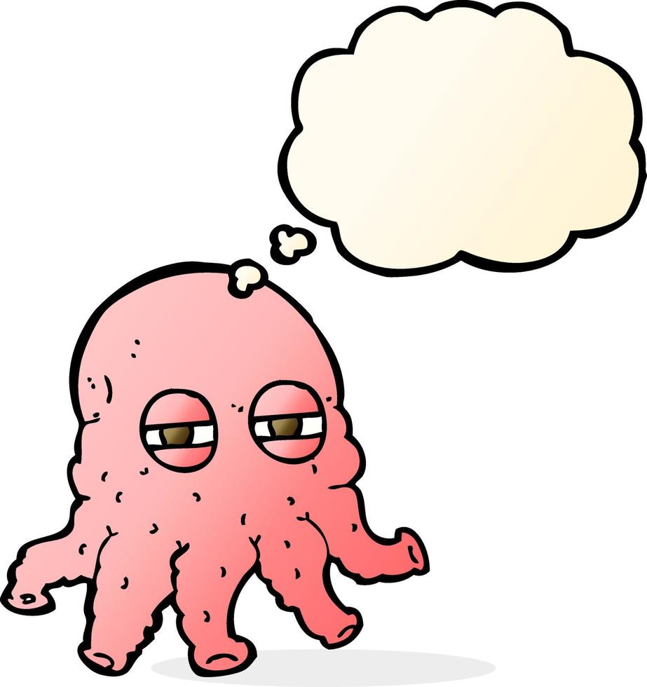 cartoon alien face with thought bubble vector