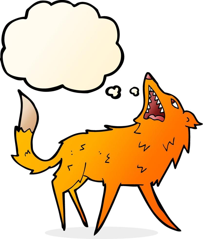 cartoon snapping fox with thought bubble vector