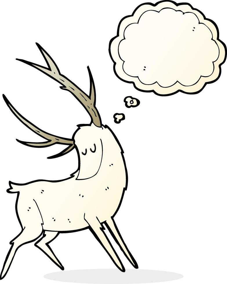 cartoon white stag with thought bubble vector