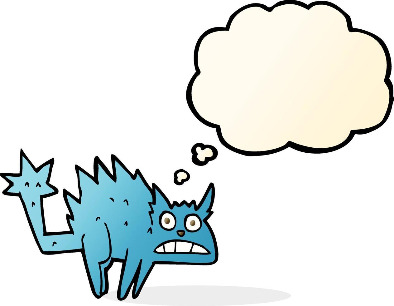 cartoon frightened cat with thought bubble vector