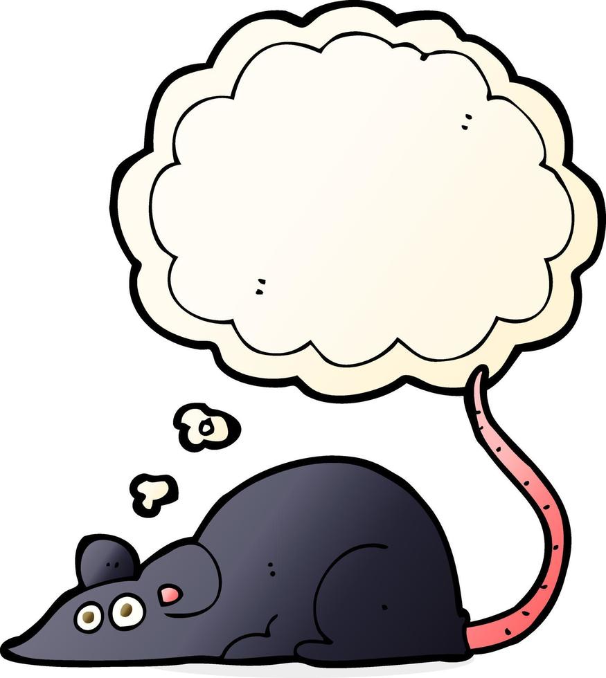 cartoon black rat with thought bubble vector