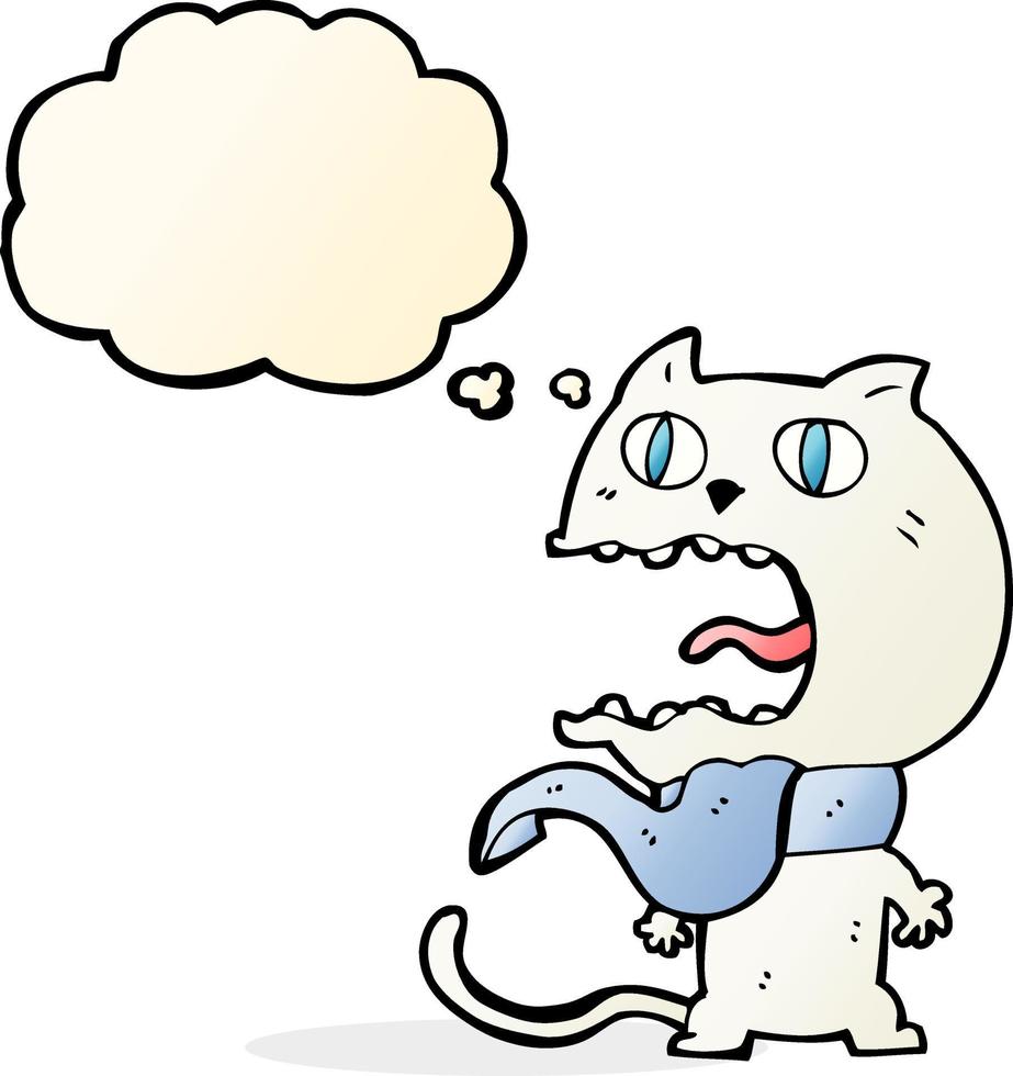 cartoon frightened cat with thought bubble vector