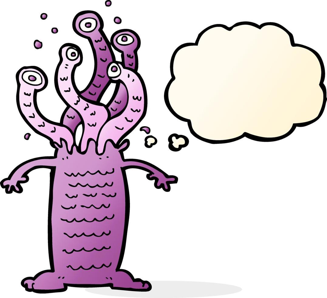 cartoon monster with thought bubble vector