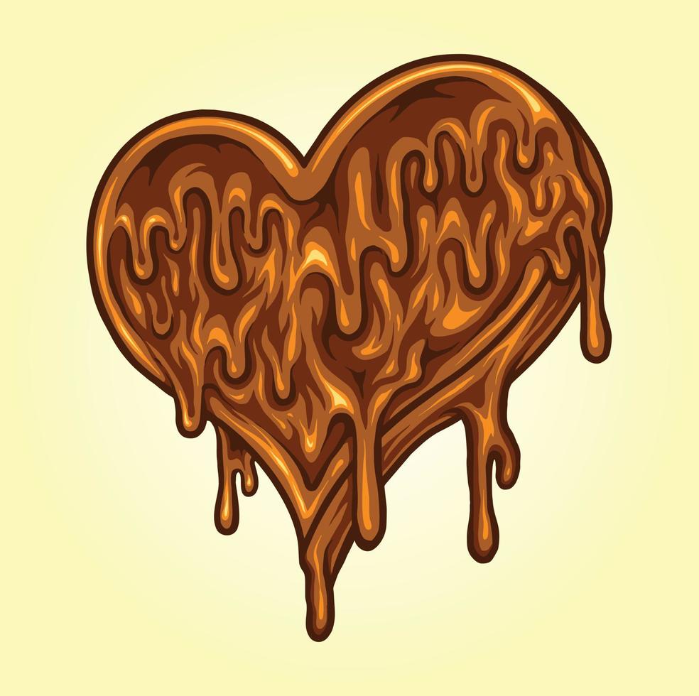 Cute melting love heart illustration vector