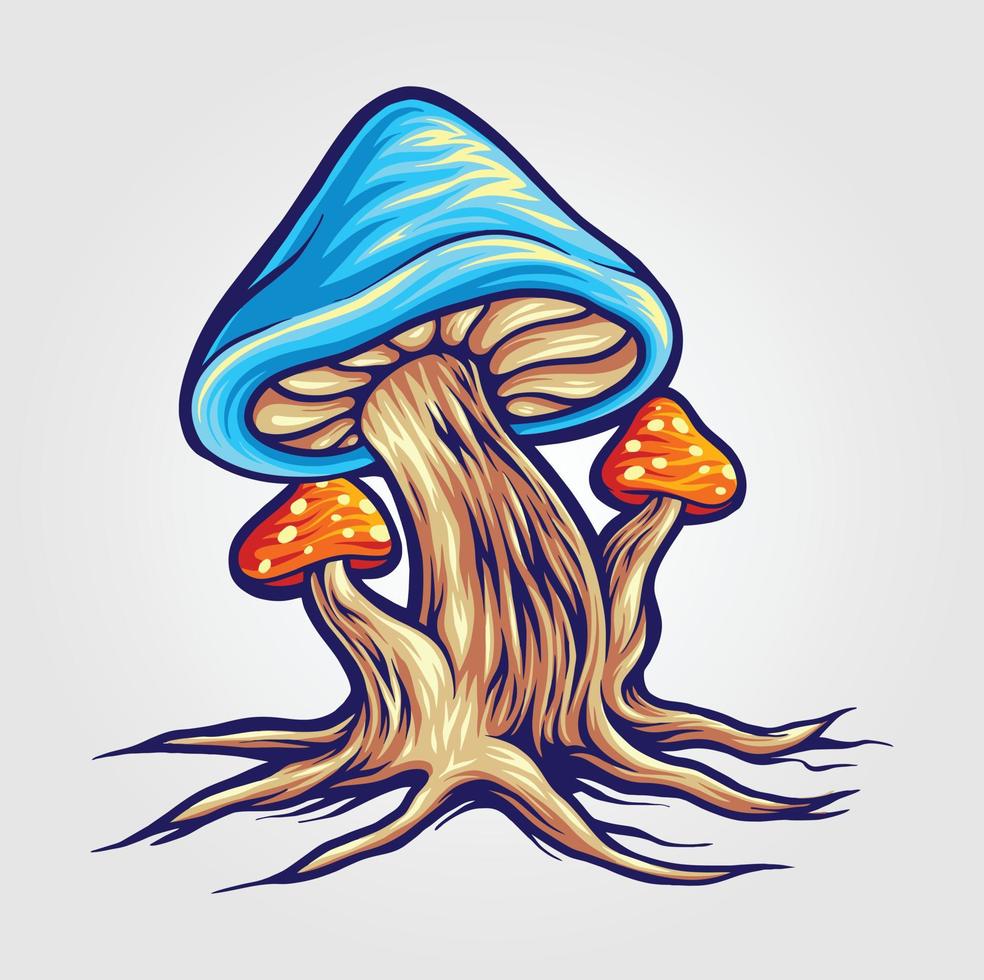 Cute mushrooms colorful illustration vector