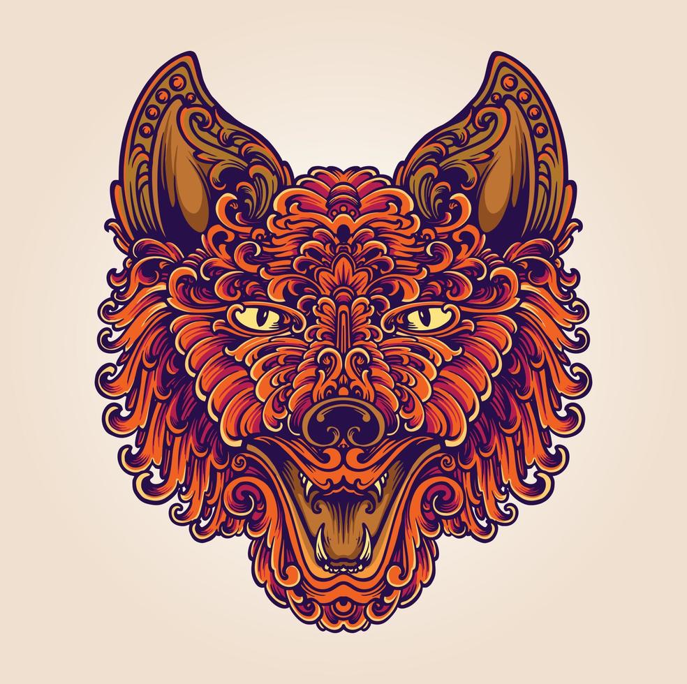 Head dog classic ornament illustration vector
