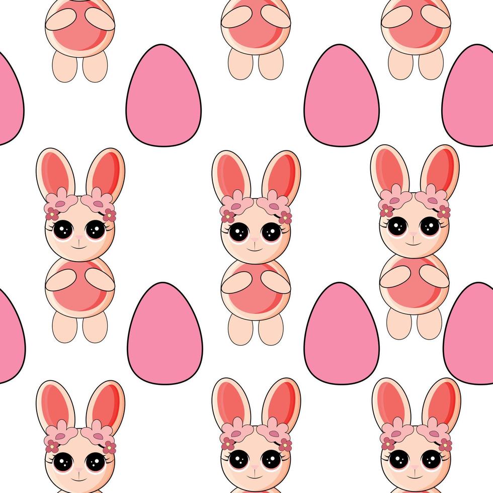 Vector seamless pattern with bunnies for Easter