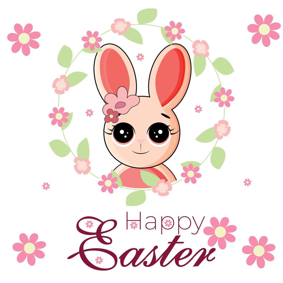 Happy Easter greeting card with cute vector