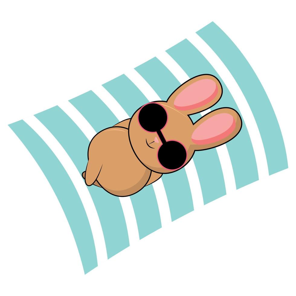 lindo conejito .lindo diseño de personajes de animales de dibujos animados.conejo, anillo de natación, estilo de garabato de concha.disfrute de vacaciones.vector.ilustración vector