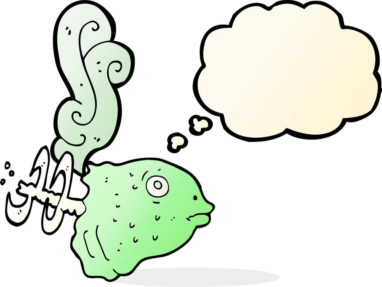 cartoon smelly old fish head with thought bubble vector